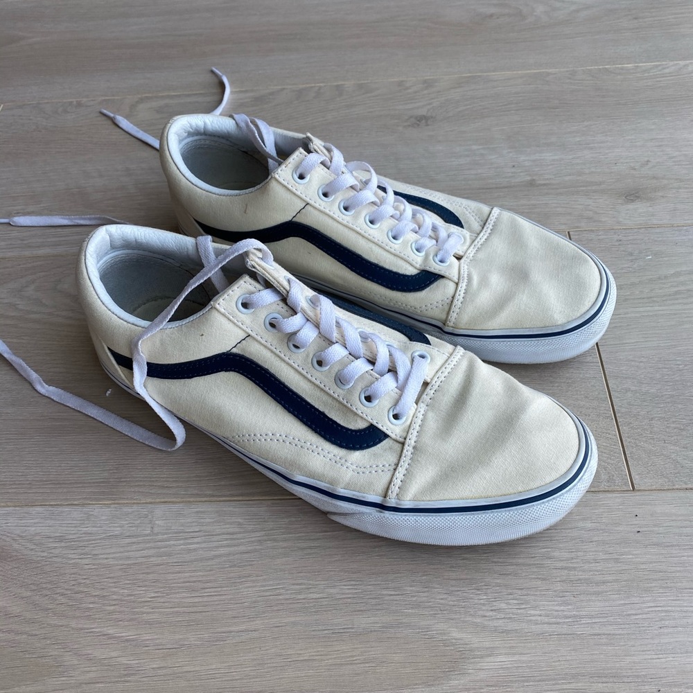 Men’s Vans Old Skool Customs Cream and Navy Blue